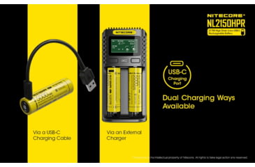 Image of Nitecore NL2150HPR 5000mAh USB-C Rechargeable 15A 21700 Battery, Yellow, 6952506493739