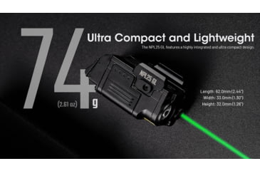 Image of Nitecore NPL25 GL 900 Lumens LED Weapon Light w/Green Laser Sight, Lithium Ion, Black, NPL25 GL