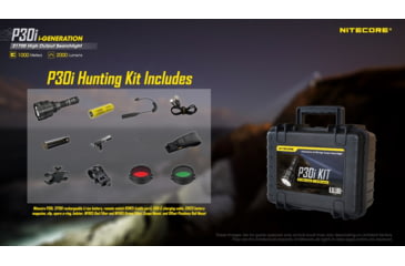 Image of Nitecore P30i 2000 Lumen 1093 Yard Long Throw Flashlight Hunting Kit, Black, 6952506466269