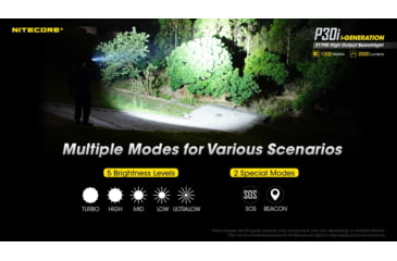 Image of Nitecore P30i 2000 Lumen 1093 Yard Long Throw Flashlight Hunting Kit, Black, 6952506466269