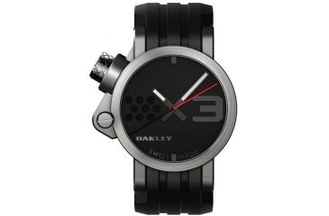 Image of Oakley Transfer Case Quartz Watch, Black Dial and Black Rubber Strap w/ Honed Case 10-031