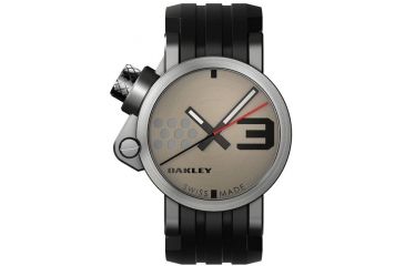 Image of Oakley Transfer Case Quartz Watch, Grey Dial and Black Rubber Strap w/ Honed Case 10-032