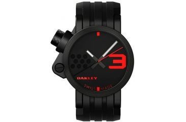 Image of Oakley Transfer Case Quartz Watch, Stealth/Red Dial and Black Rubber Strap w/ Stealth Case 10-033