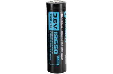 Image of Olight 18650 3500mAh 3.6V Protected High-Drain 10A Lithium Ion Li-ion Button Top Battery - 1 Piece Retail Card, Black OLIGHT-18650-HDC-3500MAH-CARD
