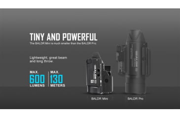 Image of Olight Baldr Mini w/ Green Laser Sight LED Flashlight, Cool White, 600 Lumens, Black, FL-OL-BALDRMINI-BK