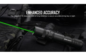 Image of Olight Odin GL M Rechargeable Rail Mount Green Beam Combo LED Flashlight, White, 1500 Lumens, Black, FL-OL-ODINGLM-BK