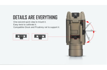Image of Olight Olight Baldr RL 1120 Lumen Rail Light with Red Laser Sight, Tan, Tan, FL-OL-BALDRRL-TN