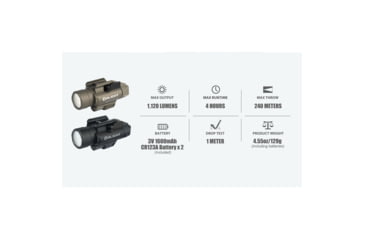Image of Olight Olight Baldr RL 1120 Lumen Rail Light with Red Laser Sight, Tan, Tan, FL-OL-BALDRRL-TN