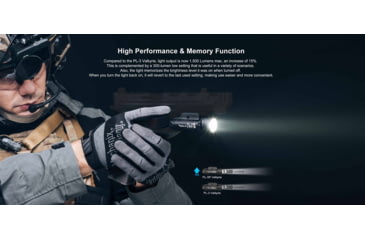 Image of Olight PL-3R Valkyrie LED Rechargeable Mountable Tactical Flashlight, 1500 Lumen, Black, FL-OL-PL3R-BK
