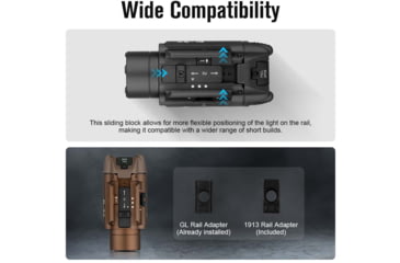 Image of Olight PL-3S Valkyrie, 200/450/1,000 Lumens LED, Weapon Light, Black Anodized, PL3SBK