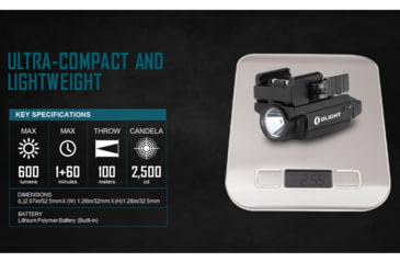 Image of Olight PL-MINI 2 Valkyrie Rechargeable LED Flashlight, Cool White, 600 Lumens, Black, FL-OL-PL-MINI2-BK