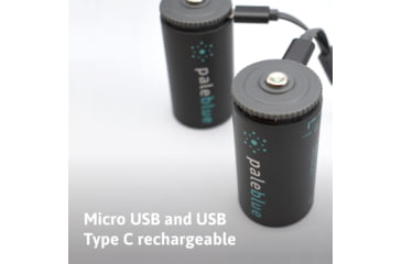 Image of Pale Blue Earth Pale Blue Smart Lithium Ion USB Rechargeable D Batteries 2 Pack, Gray, PB-D-C