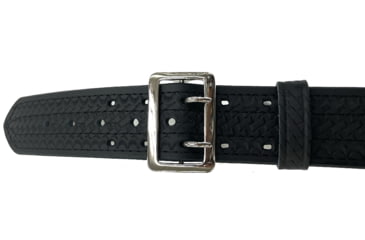 Image of Perfect Fit 2.25in 4 Row Stitching Sam Browne Leather Belt w/ Chrome Buckle, Basket Weave, Black, 30, 8001-BW-CH-30