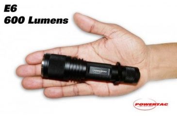 Image of PowerTac E6 LED Flashlight 530 Lumens CREE XM-L, 2 x CR123A, Black POWERTAC-E6