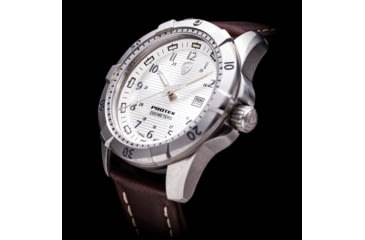 Image of ProTek Steel Dive Watch, SS Case/White Dial/Dark Brown Strap, One Size, PT2005