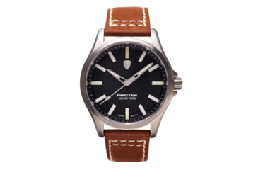 Image of ProTek Titanium Field Watch, Titanium Case/Black Dial/Dark Tan Strap, One Size, PT3001