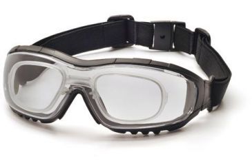 Image of Pyramex V3G Safety Glasses, Black Strap/Temples/Clear Anti-Fog Lens GB8210STRX