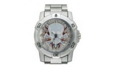 Image of RAM Instrument V1D5004 Chrome Biker Watch Skull With Flames