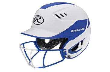 Image of Rawlings Velo Junior 2-Tone Home Softball Helmet w/Mask, Blue 1007751