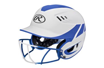 Image of Rawlings Velo Senior 2-Tone Home Softball Helmet w/Mask, Blue 1007760