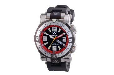 Image of REACTOR Poseidon Men's Watch, Rubber Strap, Black Dial with Red Ring, Medium 55801