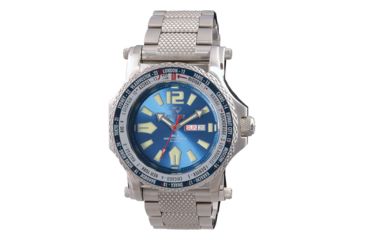Image of REACTOR Proton World Men's Watch with Never Dark Illuminated Dial, Stainless Steel Bracelet, Bright Blue Dial, Medium 91603