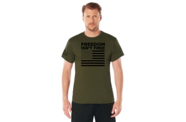 Image of Rothco Freedom Isnt Free Flag T-Shirt - Mens, Olive Drab, Small, 27080-OliveDrab-S