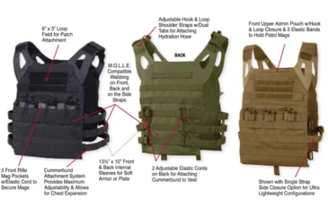 Image of Rothco Lightweight Plate Carrier Vest, Black, 55891-Black