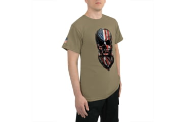 Image of Rothco US Flag Bearded Skull T-Shirt, Coyote Brown, Small, 10822-CoyoteBrown-S