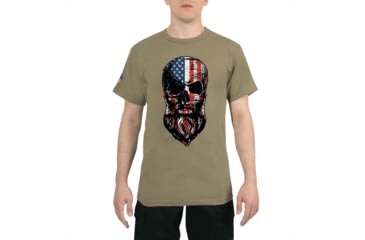 Image of Rothco US Flag Bearded Skull T-Shirt - Mens, Coyote Brown, Small, 10822-CoyoteBrown-S