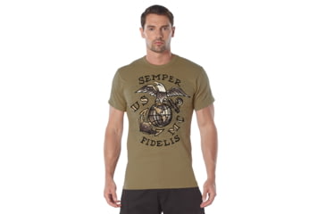 Image of Rothco USMC Semper Fidelis T-Shirt - Men's, Coyote Brown, 2XL, 11781-CoyoteBrown-2XL