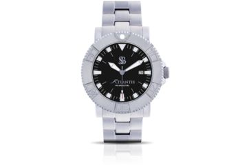 Image of Smith &amp; Bradley Watches Atlantis Pro Automatic Watch, Silver Case/Black Dial, 44mm, ATPR105