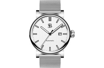 Image of Smith &amp; Bradley Watches Skyline Automatic Watch, Silver Case/White Dial, 42mm, SKY102
