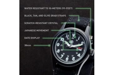 Image of S&amp;W Smith &amp; Wesson Military Watch, Black, SWW1464BK