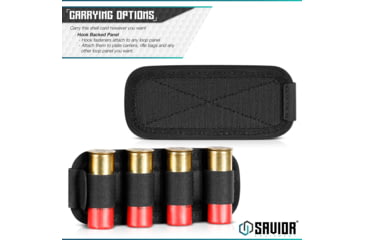 Image of Savior Equipment Shotgun Shell Cards - 4 Rounds, Black, 2.25in x 5.63in, Black, 2.25in x 5.63in, MP-TNS-12G-QUAD-2P-BK