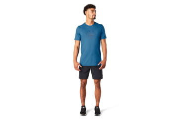 Image of Smartwool Merino Sport 150 Sunrise Mountains Graphic Tee - Mens, Light Neptune Blue Heather, Large, SW000794G16L