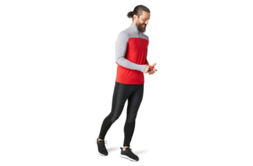 Image of Smartwool Merino Sport 250 Long Sleeve 1/4 Zip - Mens, Light Gray Heather/Cardinal Red, Extra Large, SW019024E76-XL