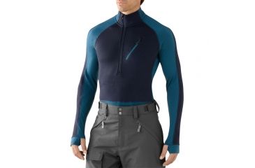 Image of Smartwool PhD HyFi Divide Half Zip - Men's-Deep Sea-Large