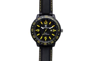 Image of Smith and Wesson Water Resistant EGO Watch w/ Silicon Strap, 51mm, Black/Yellow SWW-LW6086