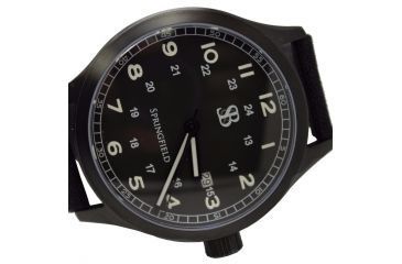 Image of Smith&amp;Bradley Ltd. Springfield Field Watch w/ Black PVD, Black Strap, 44MM, NSN n, SPRINGFIELD PVD BLK