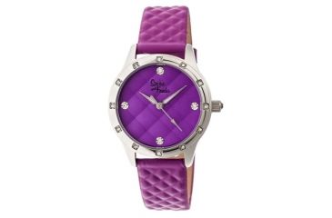 Image of Sophie And Freda SF3208 Lancaster Ladies Watch, Purple Leather Band, Silver Diamond Encrusted Case, Purple Face SAFSF3208