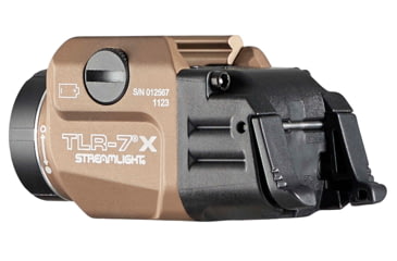 Image of Streamlight TLR-7X Flex LED Tactical Weapon Light, w/ High and Low Paddle Switches, CR123A, Key Kit, White, 500 Lumens, FDE, 69429