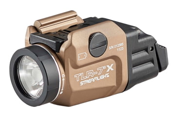 Image of Streamlight TLR-7X Flex LED Tactical Weapon Light, w/ High and Low Paddle Switches, CR123A, Key Kit, White, 500 Lumens, FDE, 69429