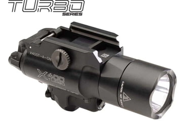 Image of SureFire X400T Turbo Series High-Candela LED Weaponlight, 123A Lithium, Green Laser, 600 Lumens, Black, X400T-A-GN