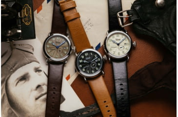 Image of Szanto Automatic Officer Watches, Black Dial, Tan Strap, Steel, One Size, SZ 6302E
