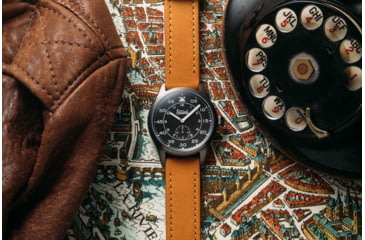 Image of Szanto Heritage Aviator Watches, Black Dial, Tan Strap, Gun Gray, One Size, SZ 2757