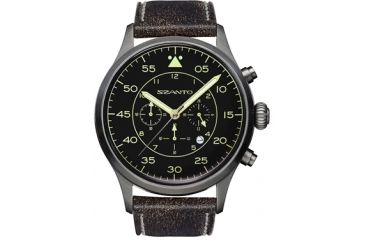 Image of Szanto Mens 2600 Series Watch,Black Dial,Black Strap,46mm Dia. SZ 2601