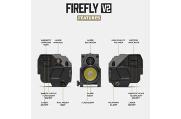 Image of Tacticon Armament Firefly V2 Pistol Laser/Flashlight Combo, Red Laser, Black, FRL20