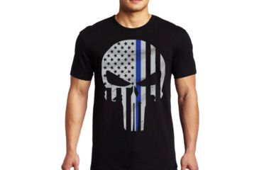 Image of Thin Blue Line Men's T-shirt - Skull , Black - TBL-SKULL-XXL
