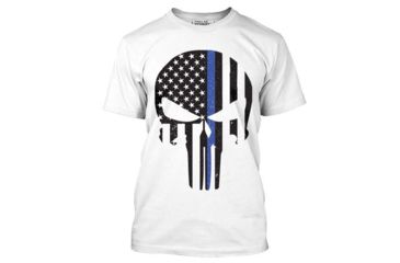 Image of Thin Blue Line Men's T-shirt - Skull , White - TBL-SKULL-WHITE-XXL